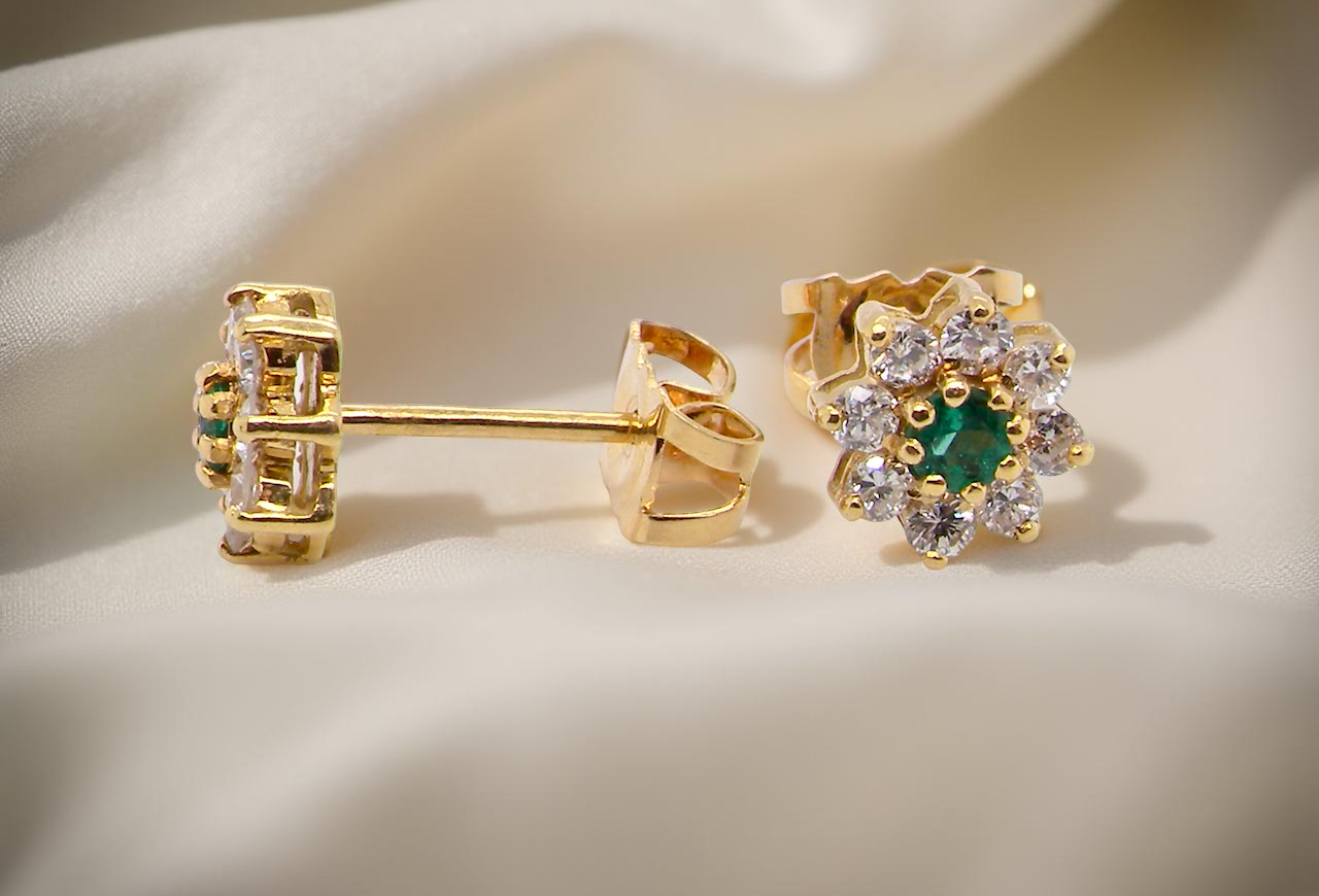 A pretty pair of Emerald and Diamond earrings
