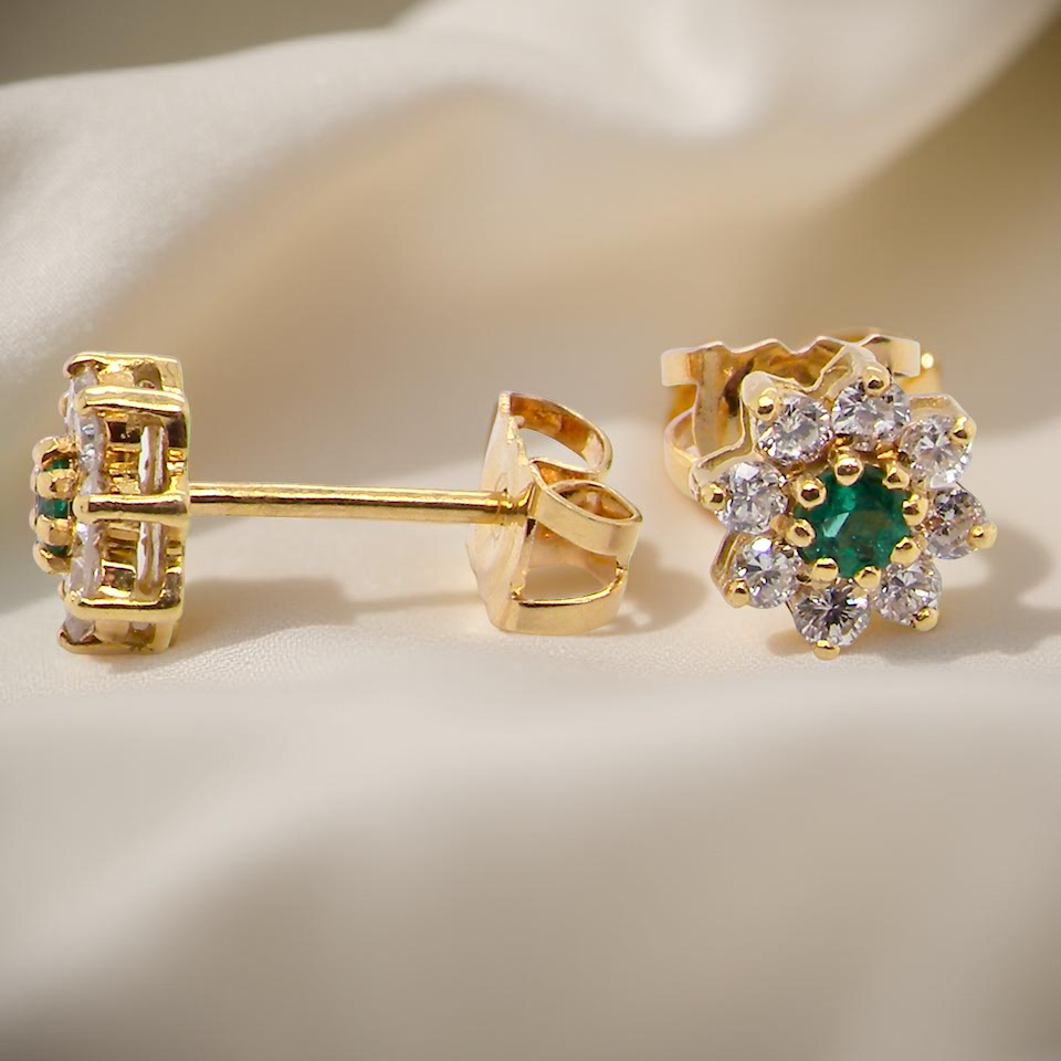 A pretty pair of Emerald and Diamond earrings