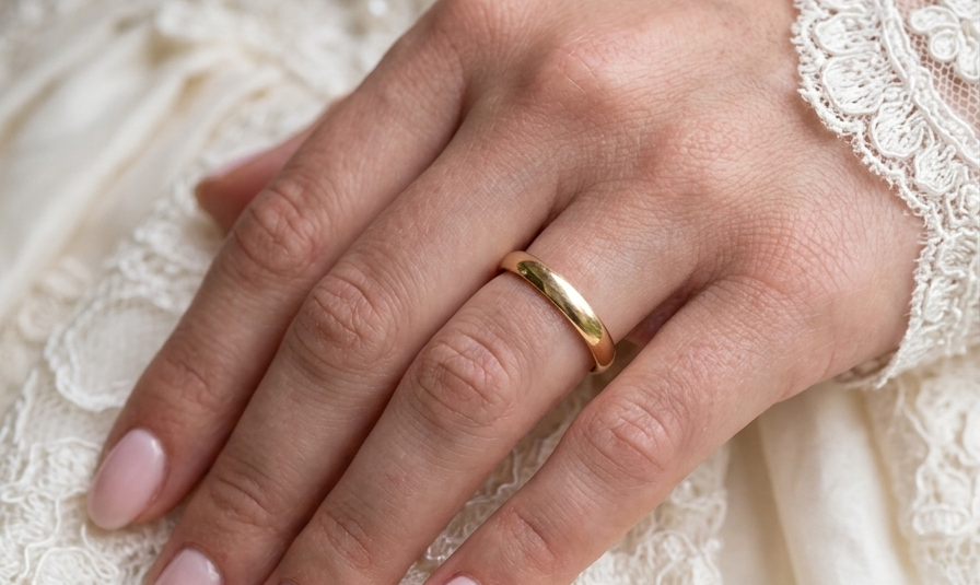 wedding dress with A simple yet highly traditional wedding . The D shape profile has been popular for decades and this ring at just under 4mm has a substantial weight of 3.8grams.