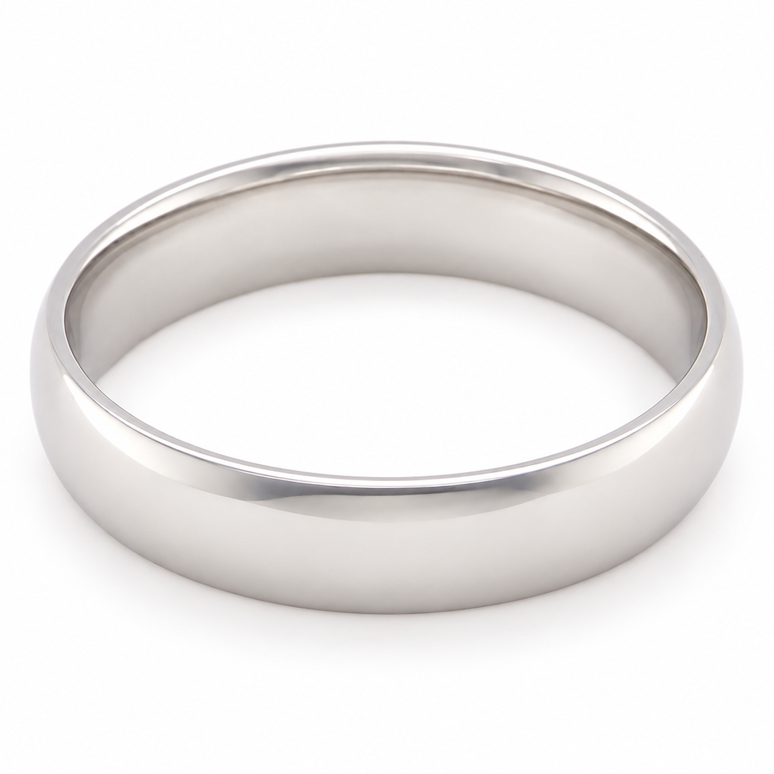 A classic dome-shaped metal band ring in a polished finish, shown on a clean white background.