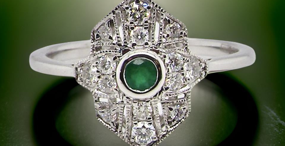 NEW Emerald and Diamond cluster ring