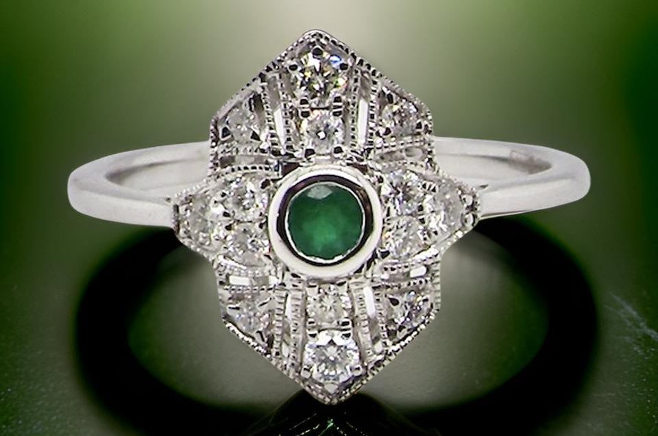 NEW Emerald and Diamond cluster ring