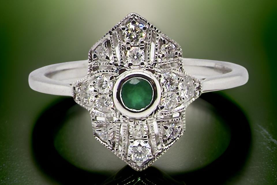 NEW Emerald and Diamond cluster ring