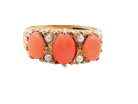 9 carat gold coral and pearl dress ring