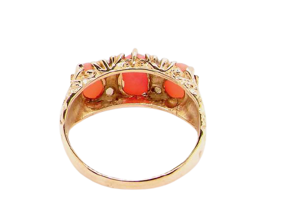 coral and pearl dress ring