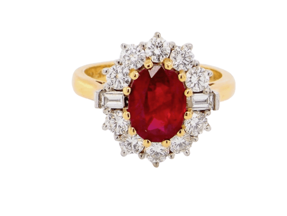  fabulous ruby and diamond cluster ring