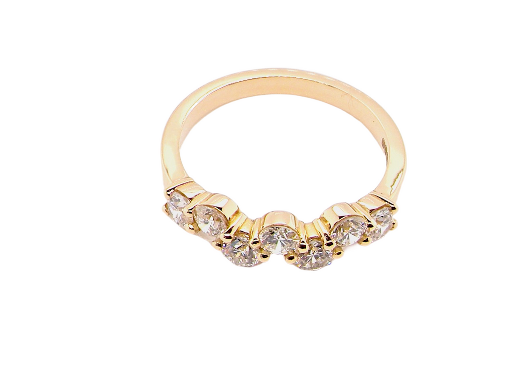 vintage 18 carat gold wave design diamond half hoop ring