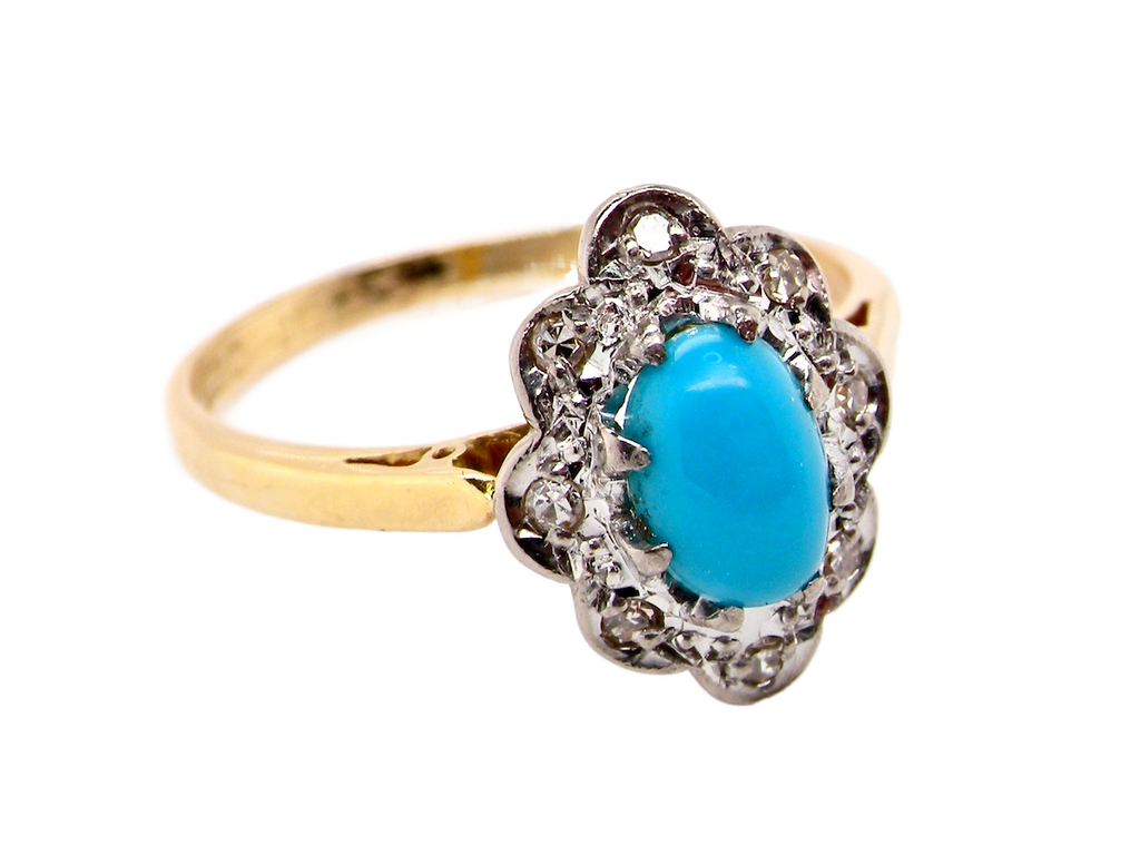 vintage turquoise and diamond  ring