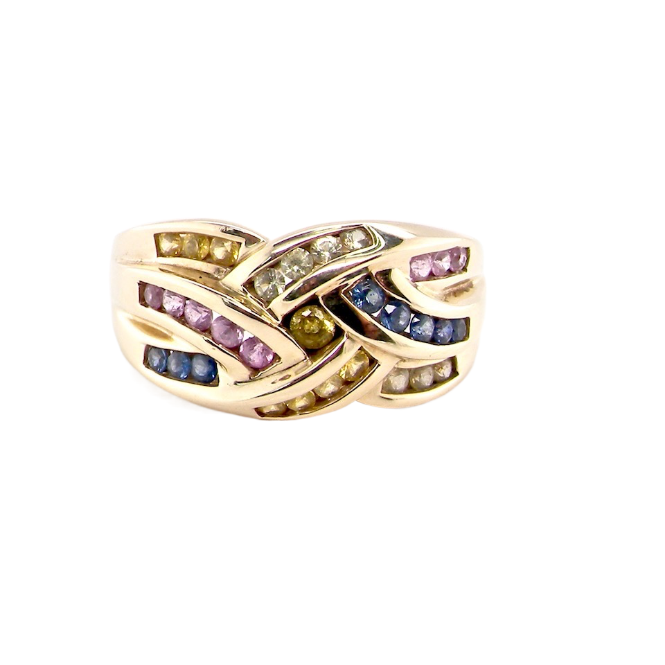 9 carat gold multi gemstone dress ring