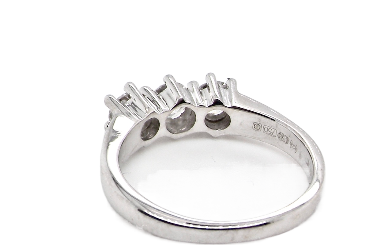 white gold three stone diamond ring