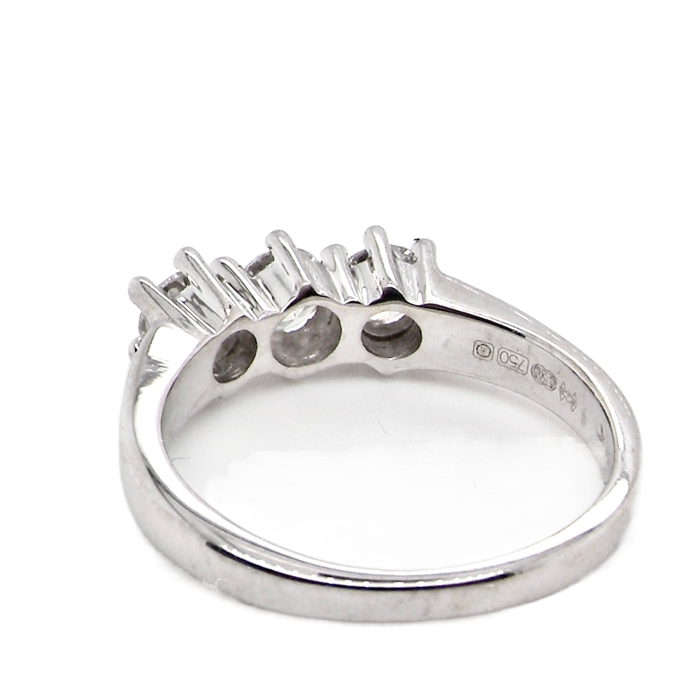 white gold three stone diamond ring