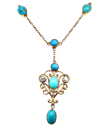 vintage turquoise and diamond necklace
