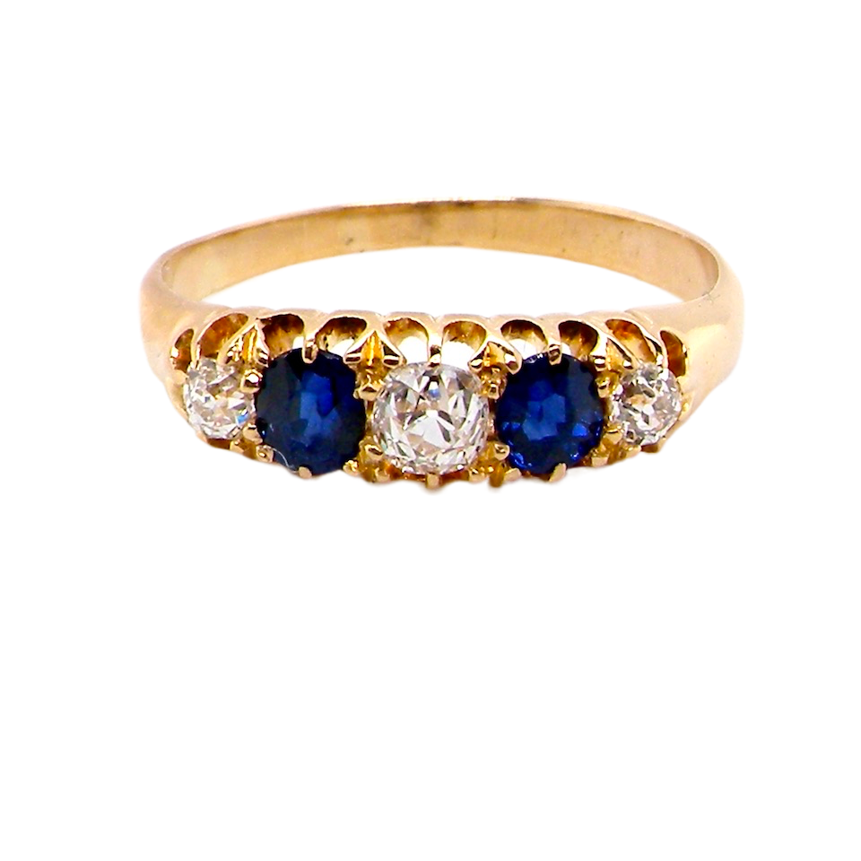 Antique early 20th century sapphire and diamond ring