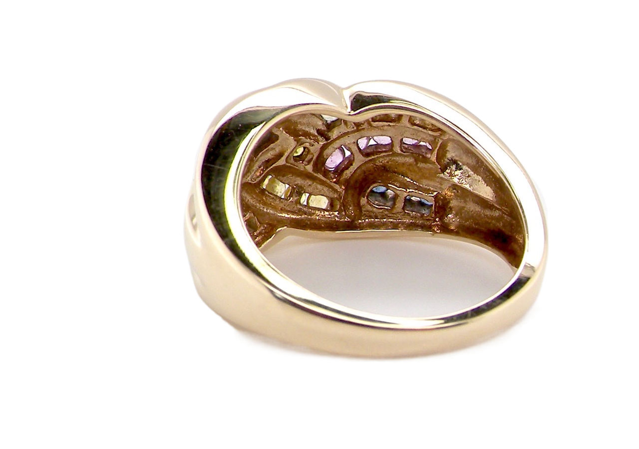 gold multi gemstone dress ring