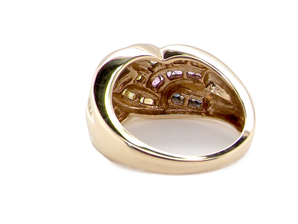 gold multi gemstone dress ring