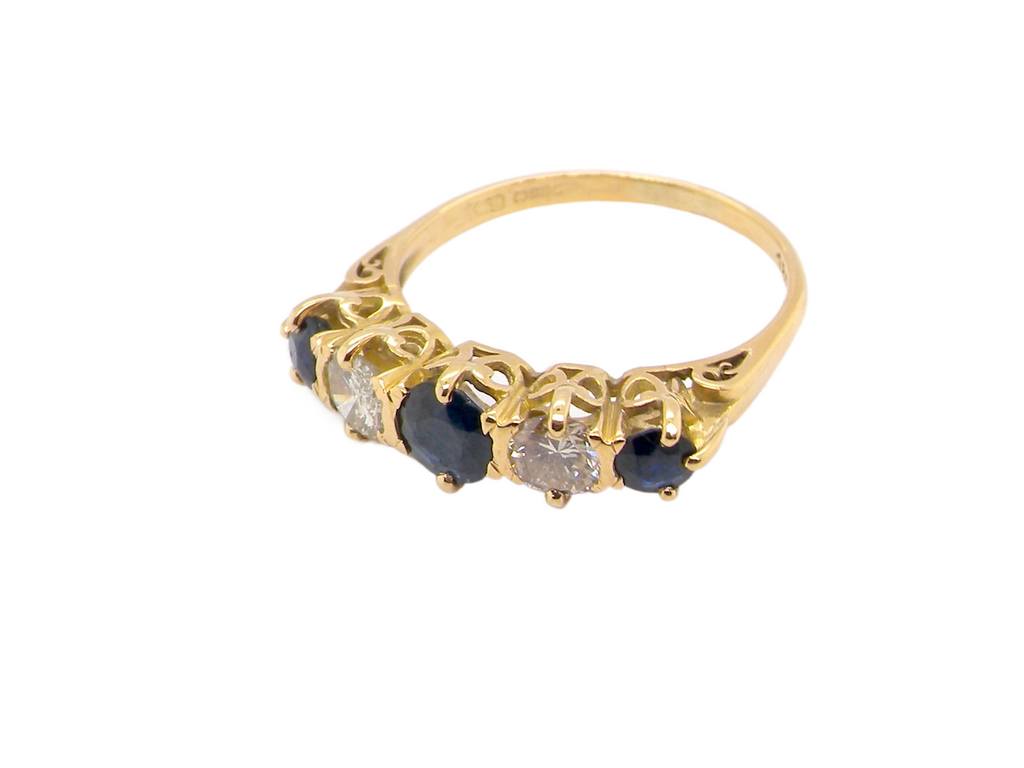 Vintage five stone sapphire / diamond ring