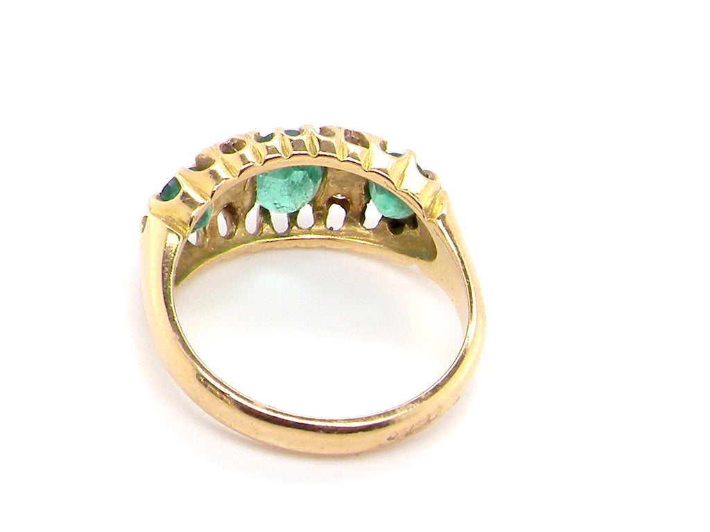 vintage early 20th century 18 carat gold emerald and diamond ring