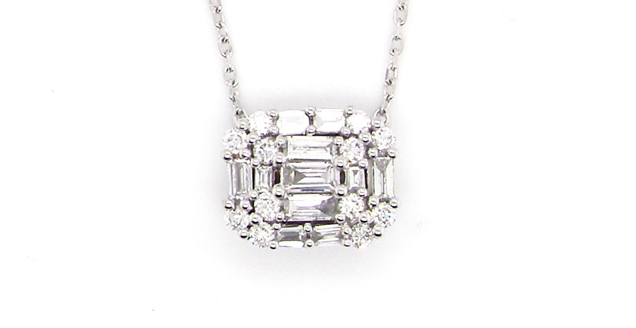 white gold diamond cluster pendant