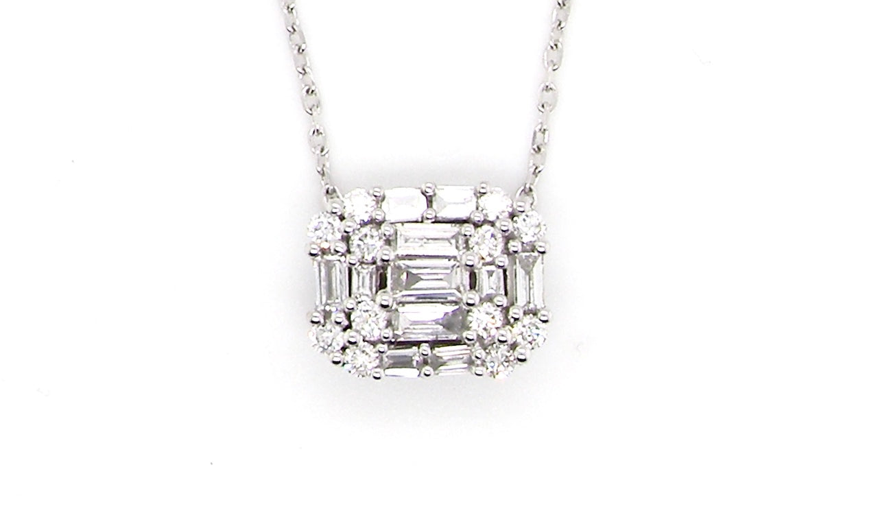 white gold diamond cluster pendant