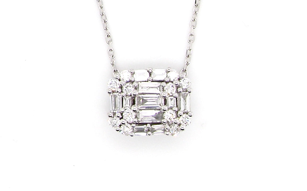 white gold diamond cluster pendant