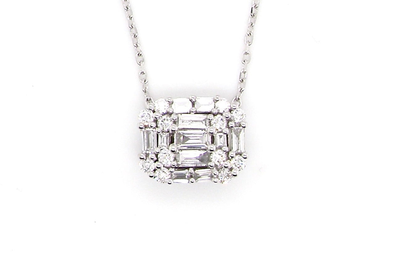 white gold diamond cluster pendant