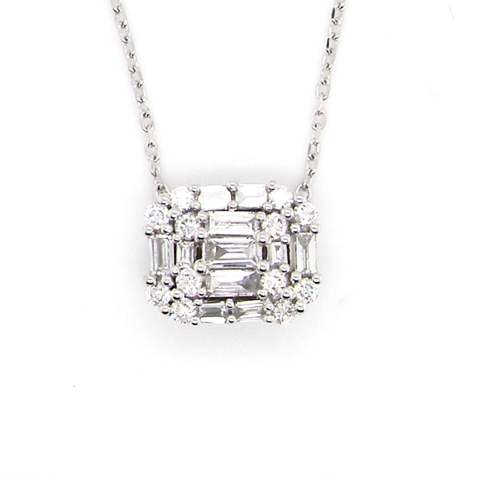 white gold diamond cluster pendant