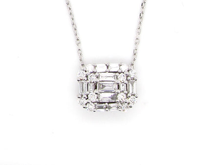 white gold diamond cluster pendant