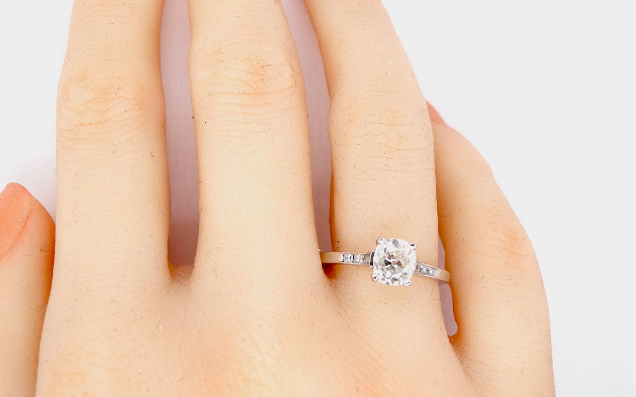 Cushion diamond on a hand