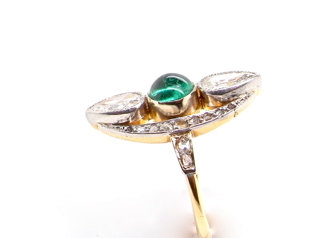 antique  Belle Epoqué emerald and diamond ring