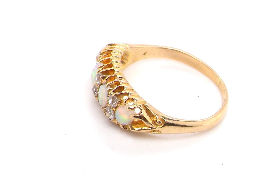 Victorian antique opal and diamond ring