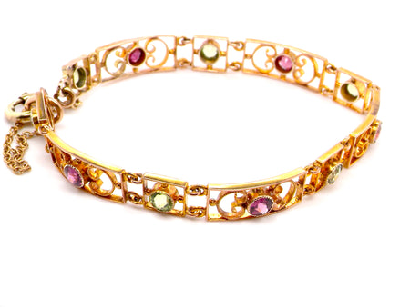An antique filagree stone set bracelet