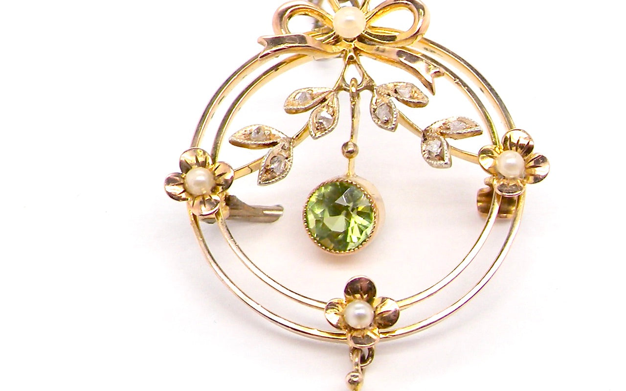 early 20th century antiqueperidot brooch