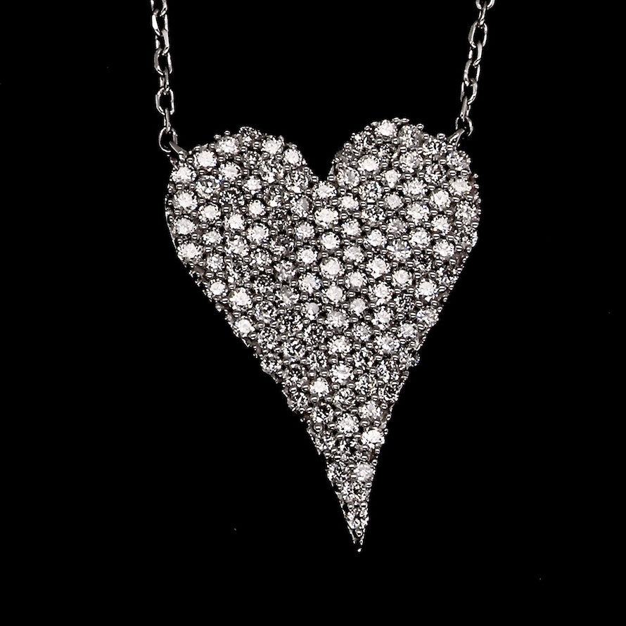 new white gold heart shaped pendant