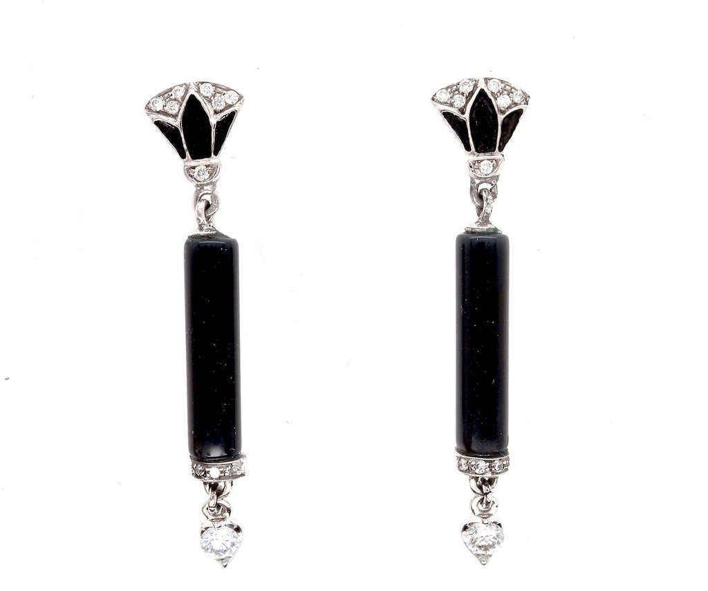pair of Art Deco onyx and diamond earrings