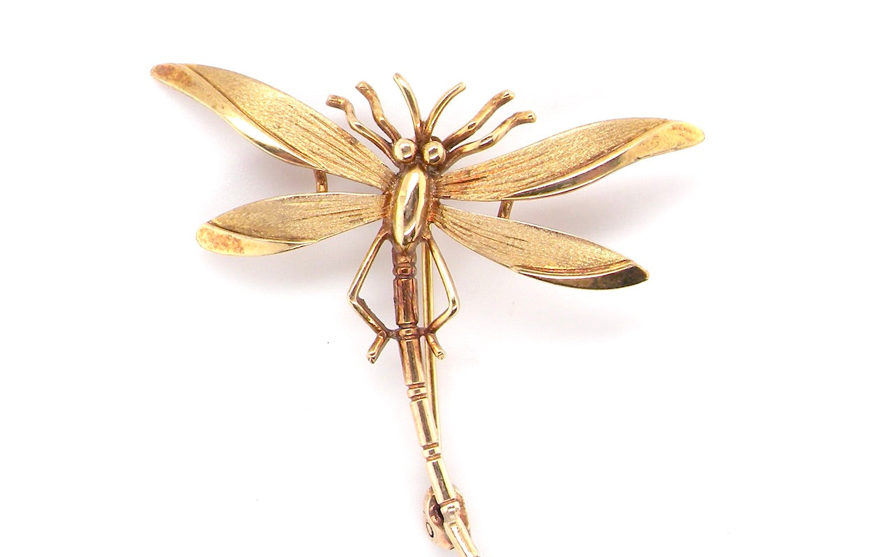 9 carat gold dragonfly brooch