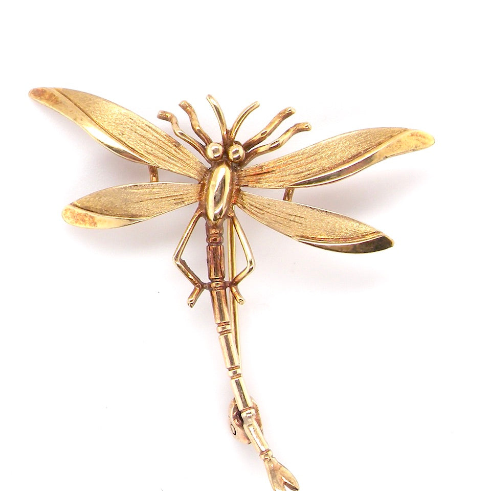 9 carat gold dragonfly brooch