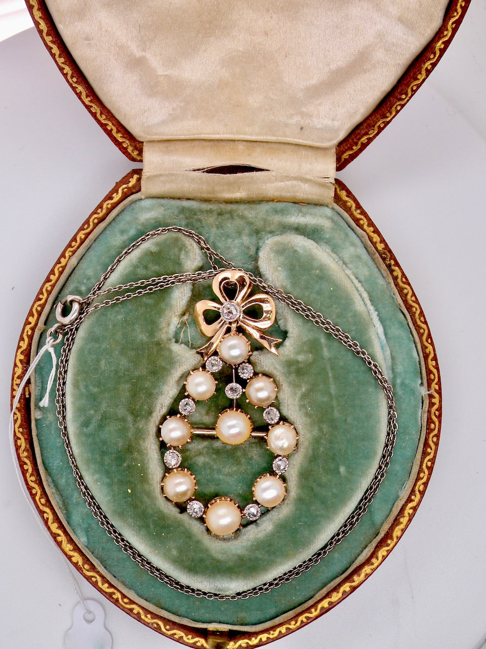Victorian pearl and diamond pendant/brooch