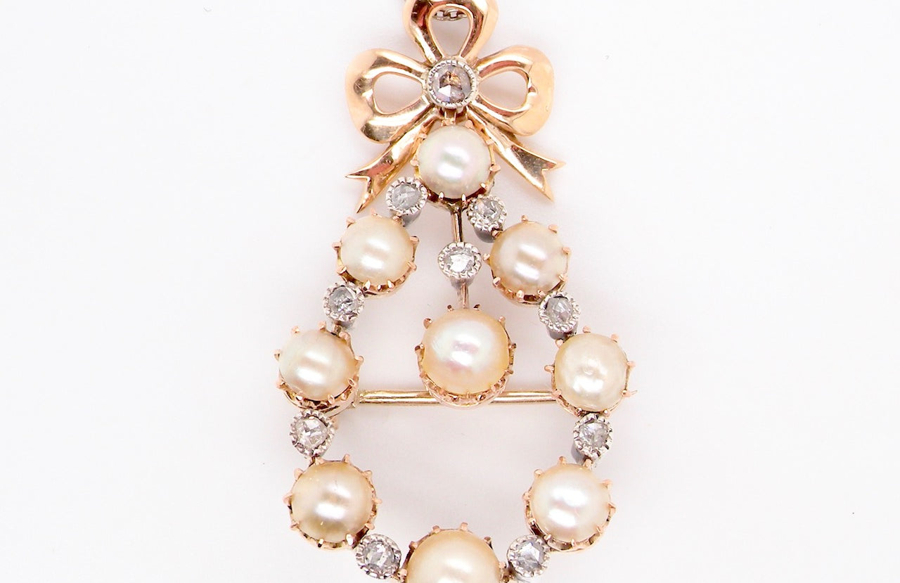 Victorian pearl and diamond pendant