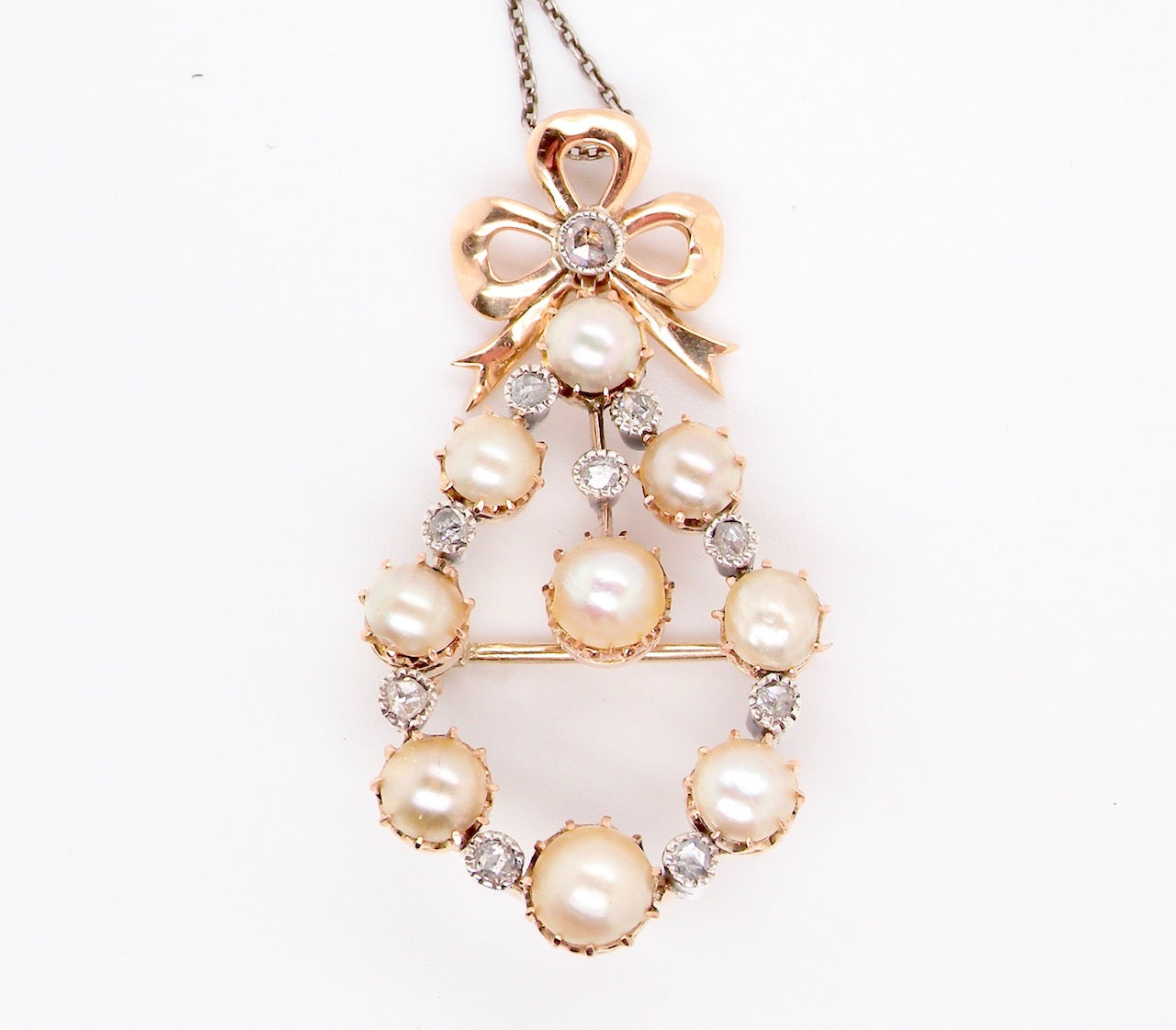 Victorian pearl and diamond pendant