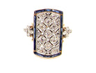 Art Deco sapphire and diamond plaque design ring