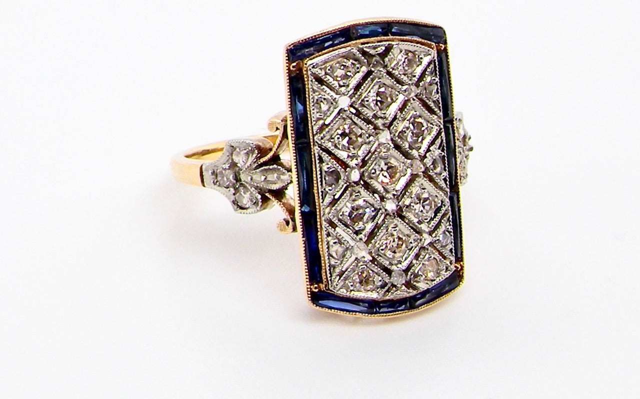 Art Deco sapphire and diamond ring