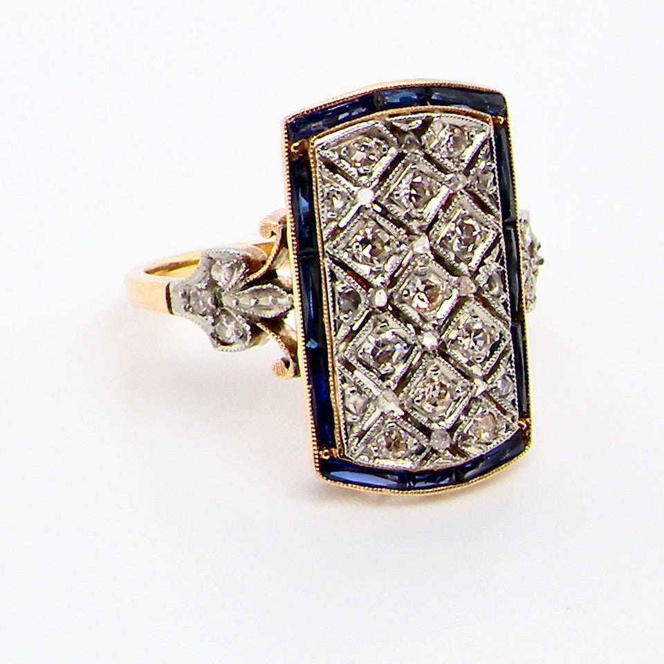 Art Deco sapphire and diamond ring