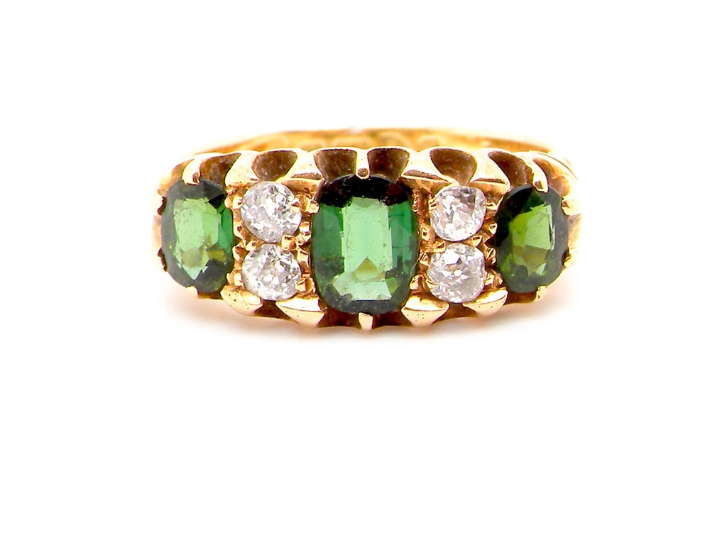 antique green tourmaline and diamond dress ring