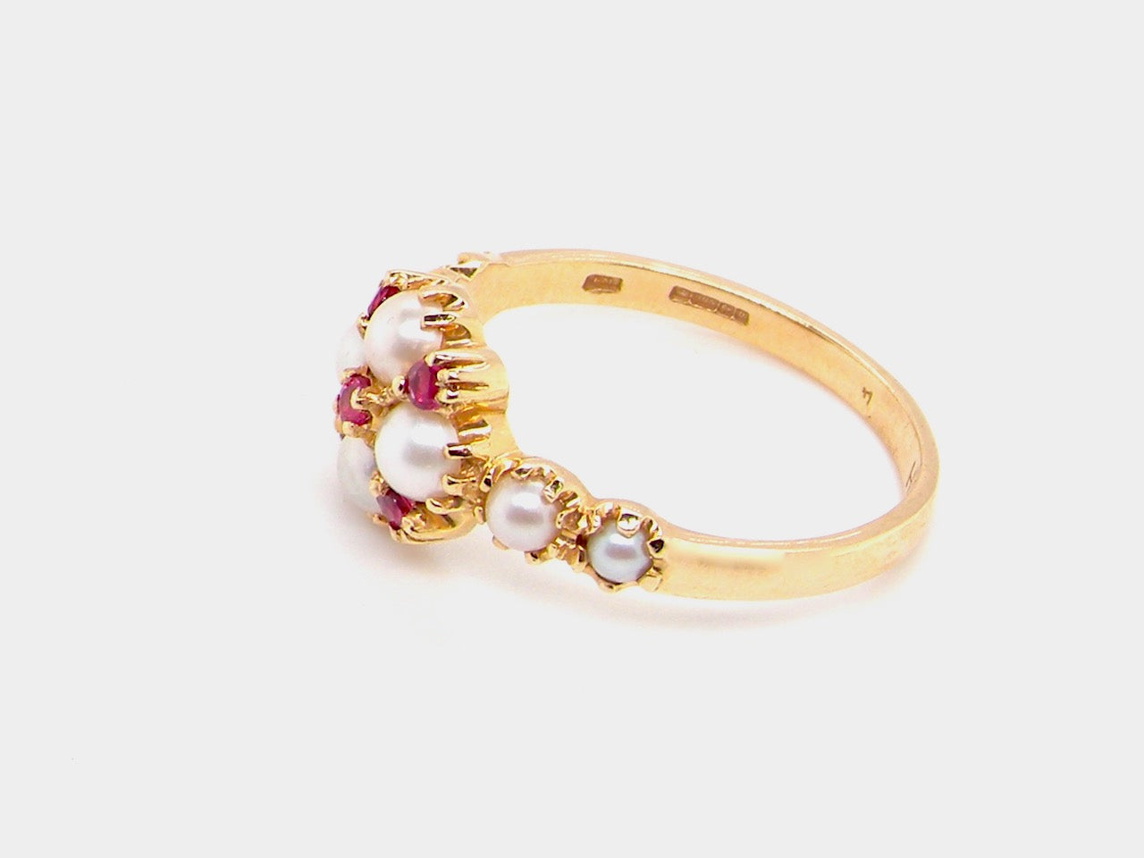 Ruby & Pearl cluster ring
