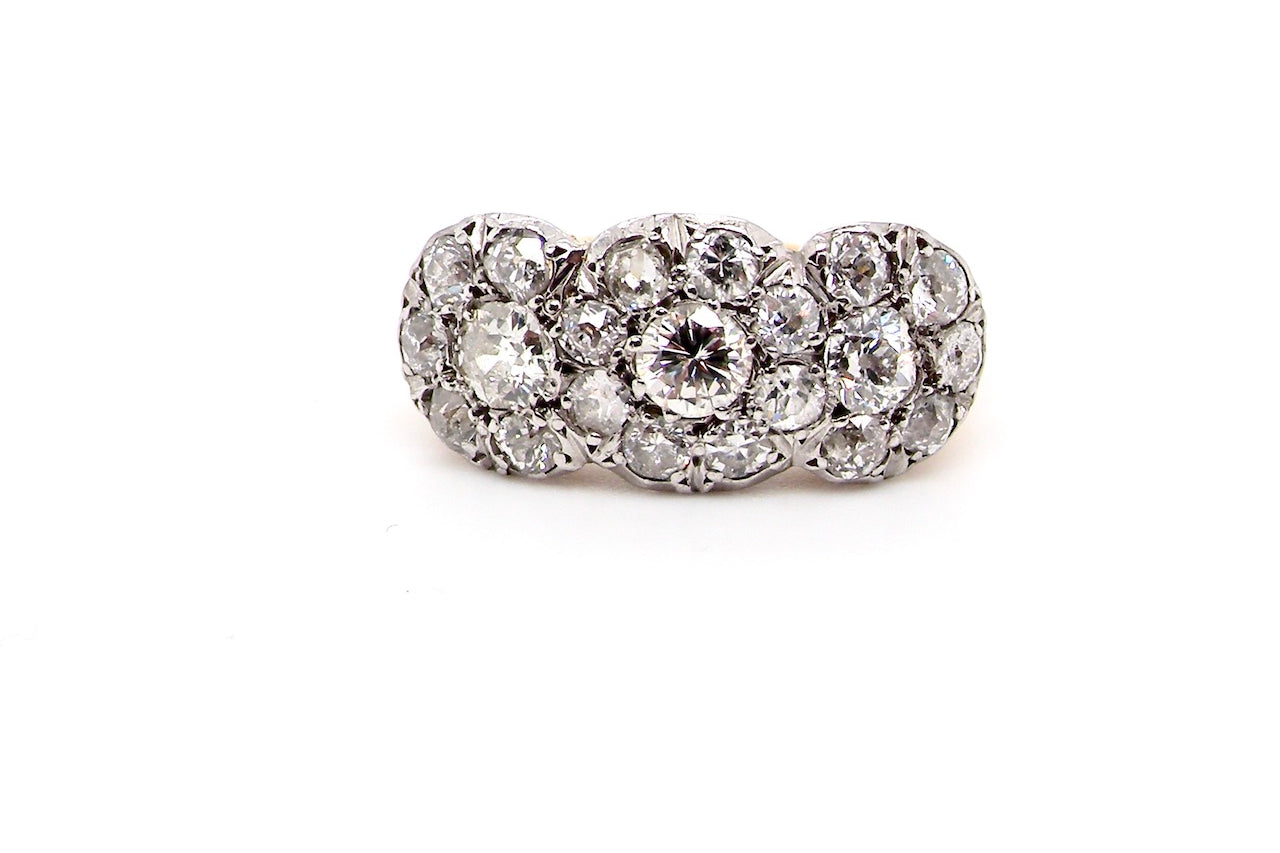 Art Deco triple cluster diamond ring