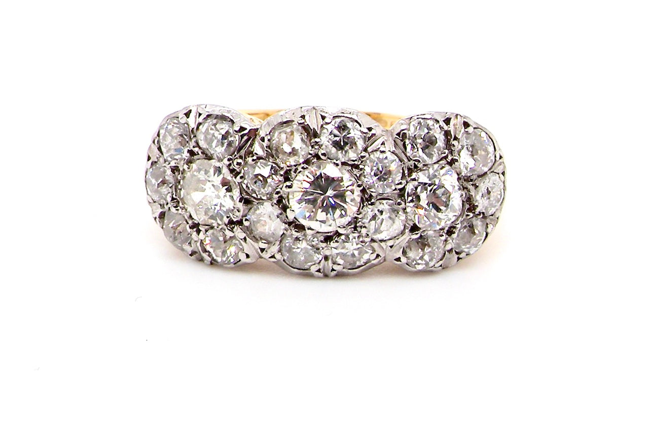 Art Deco style diamond triple cluster ring