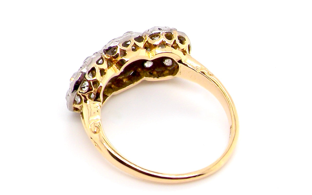 Art Deco diamond triple cluster ring