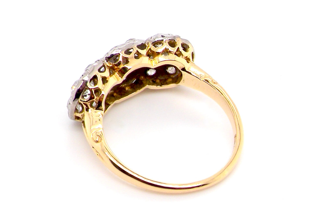 Art Deco diamond triple cluster ring