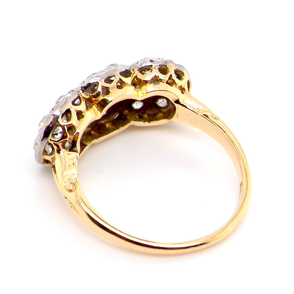 Art Deco diamond triple cluster ring