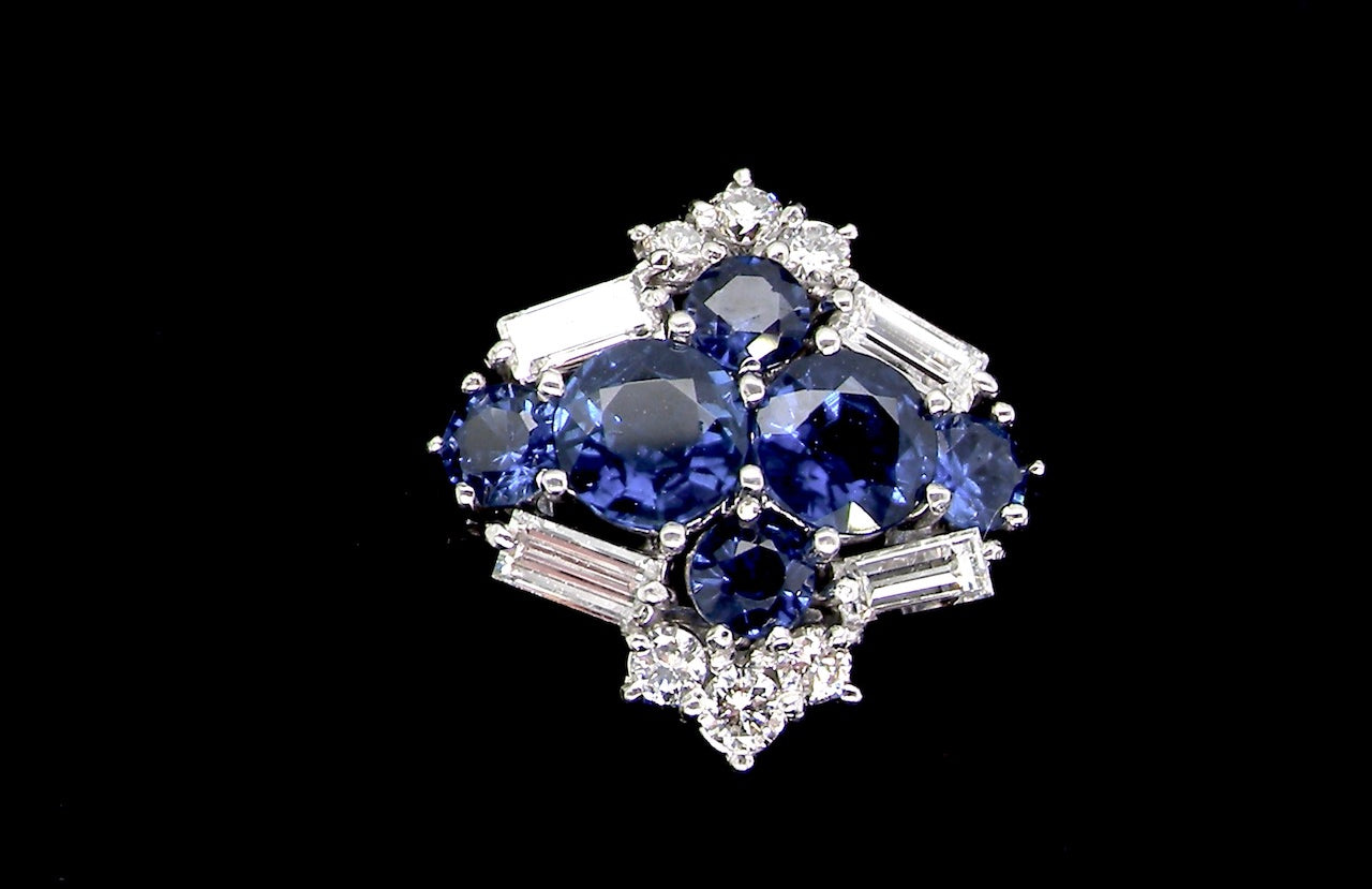 sapphire and diamond cluster ring